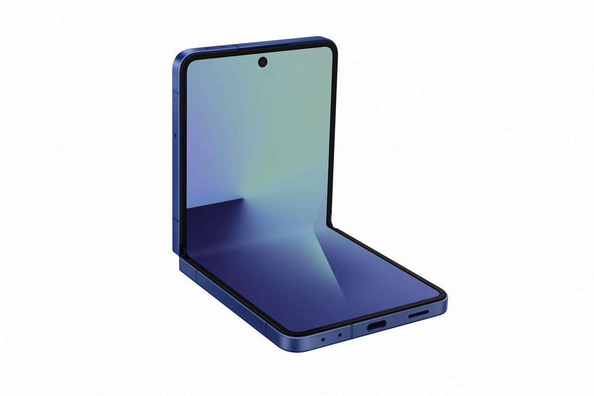 Samsing's Galaxy Z Flip 7 in the Blue Shadow color.